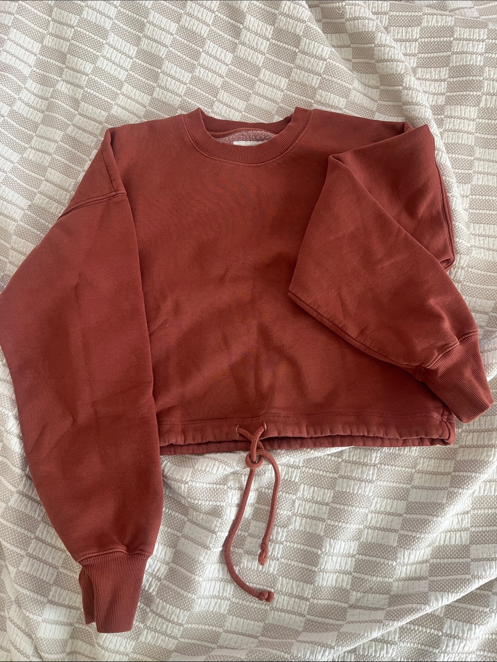 Wilfred Rust Drawstring Cropped Sweatshirt